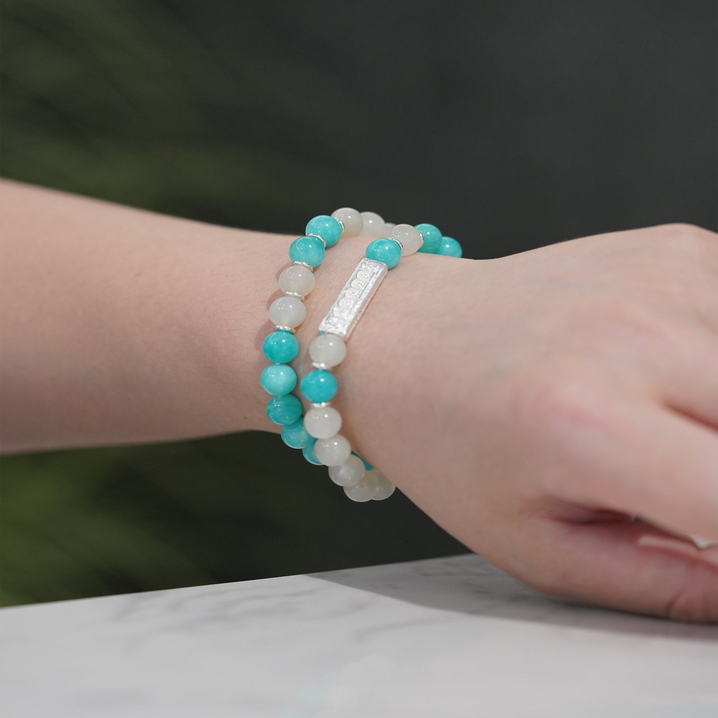 maldives serenity bracelet: milky way stones & moonlit radiance