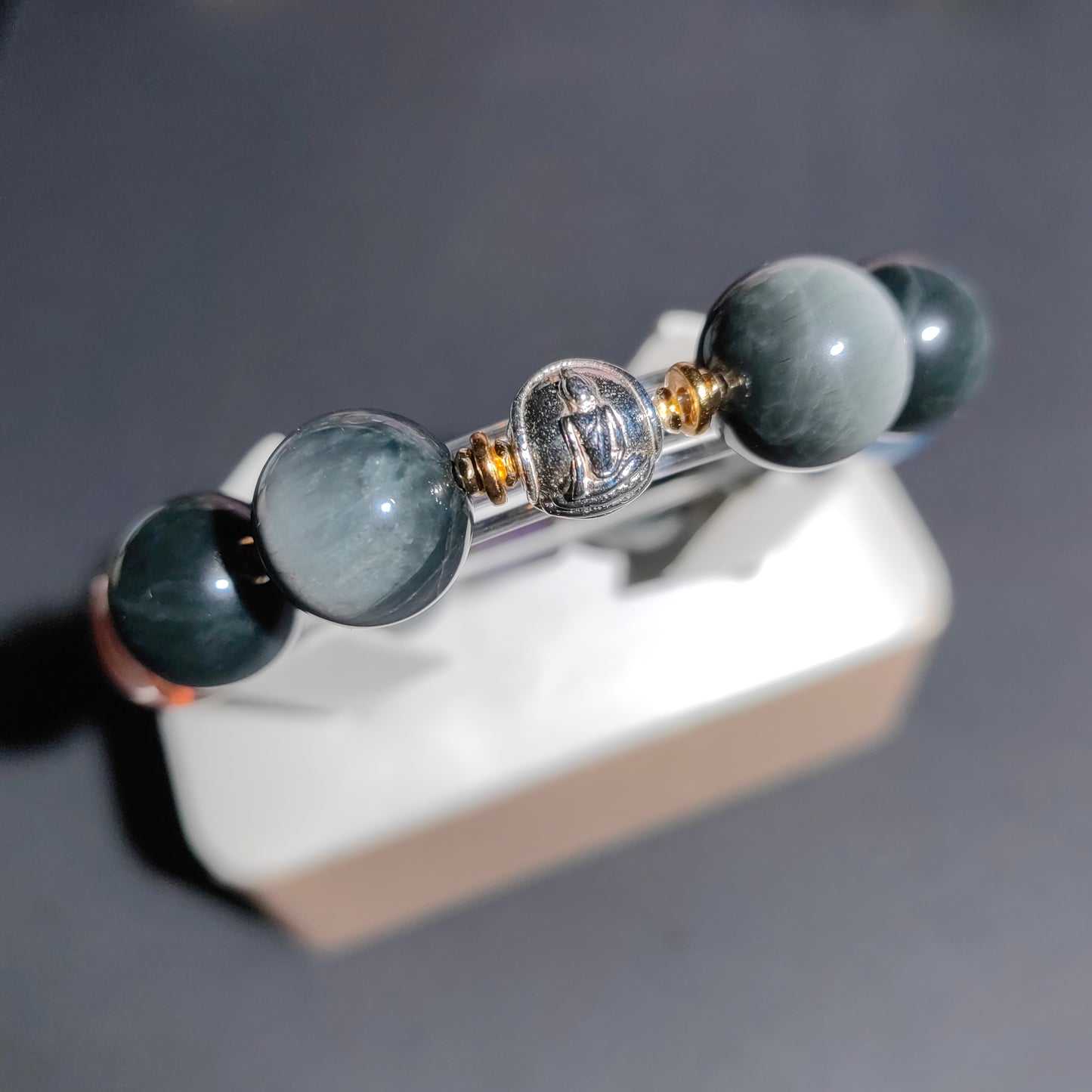 hawk's eye, amethyst & aquamarine bracelet – fanta quartz accents, crystal healing jewelry for balance & empowerment