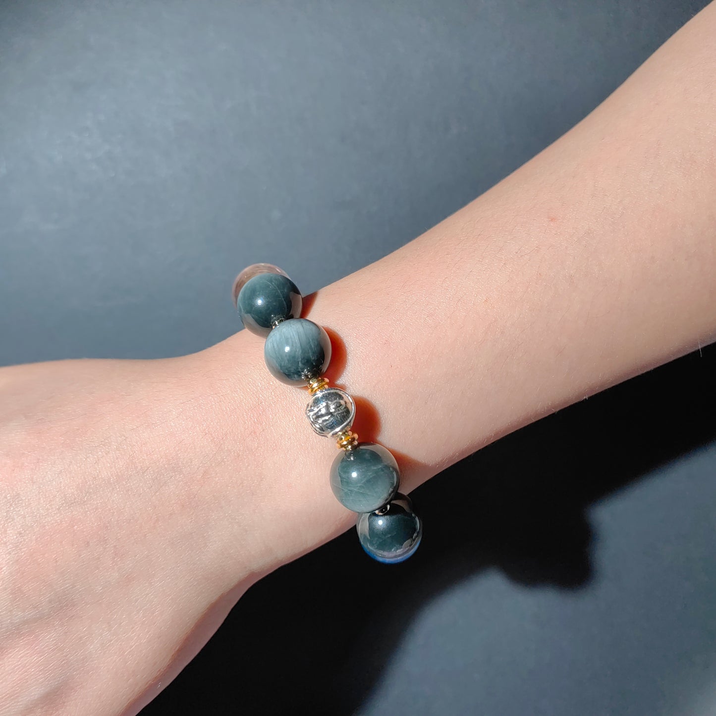 hawk's eye, amethyst & aquamarine bracelet – fanta quartz accents, crystal healing jewelry for balance & empowerment