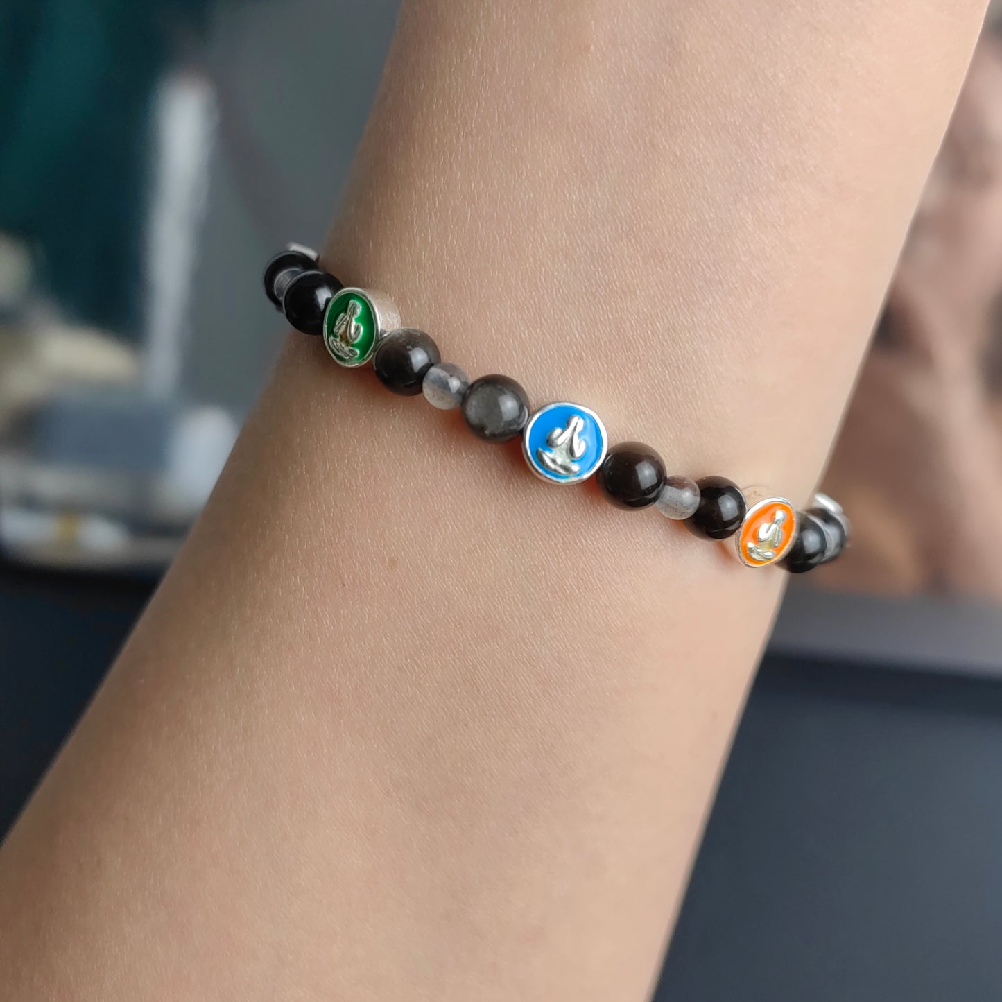 black obsidian amulet bracelet - spiritual guardian for daily luck, evil repellent & positive aura enhancement
