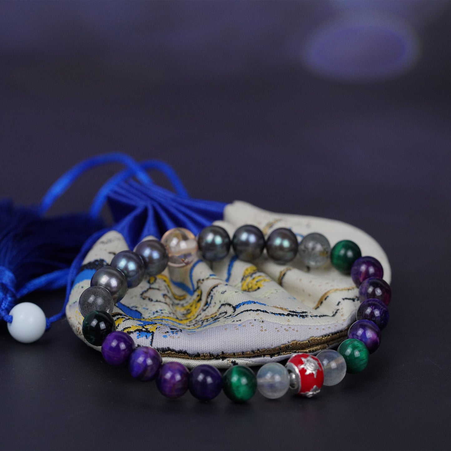 natural gemstone pearl bracelet with charms - spiritual protection jewelry for positive energy