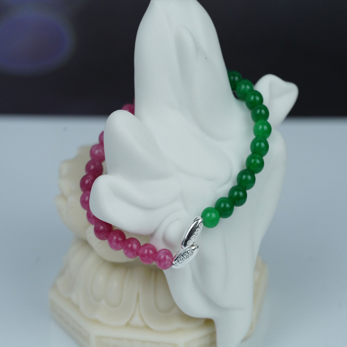 energy bracelet with jade & rose quartz – adjustable wealth attraction jewelry for yoga and meditation