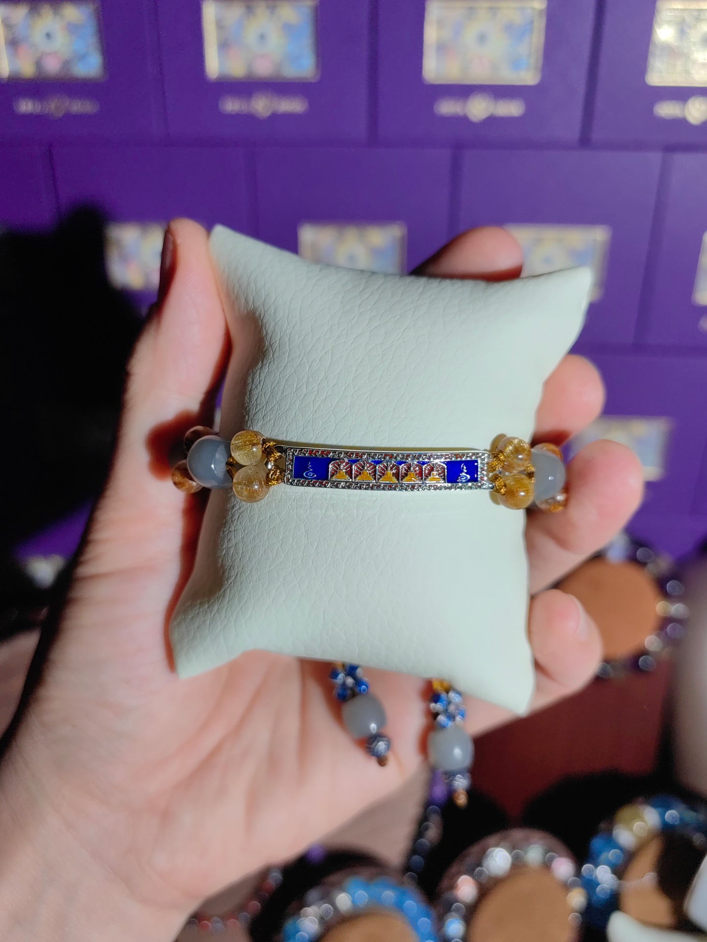 smoke & crystal fusion bracelet (2 strings)