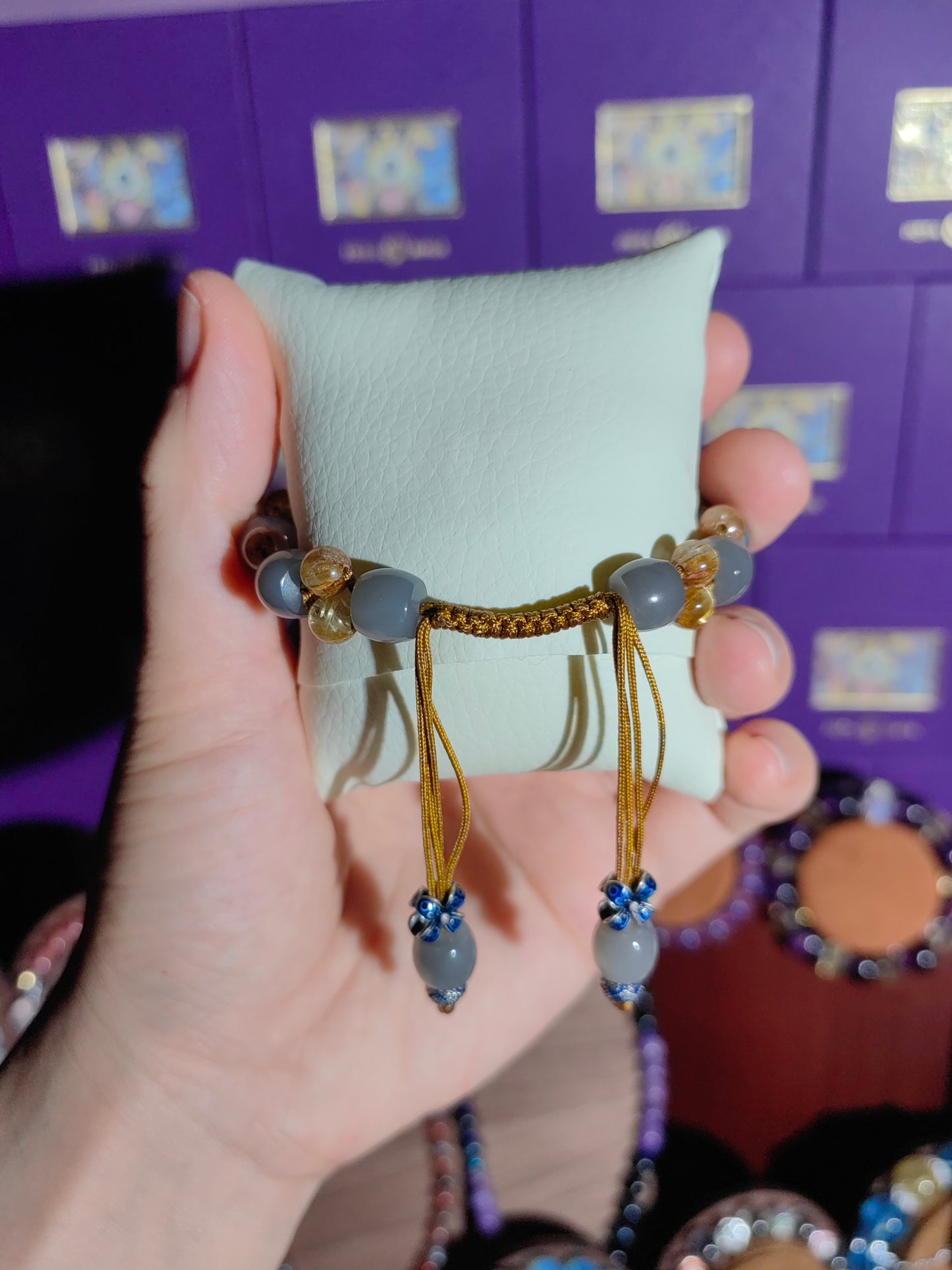 smoke & crystal fusion bracelet (2 strings)