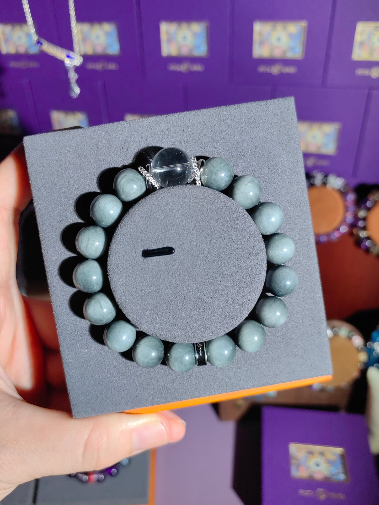 smoke & crystal fusion bracelet (2 strings)