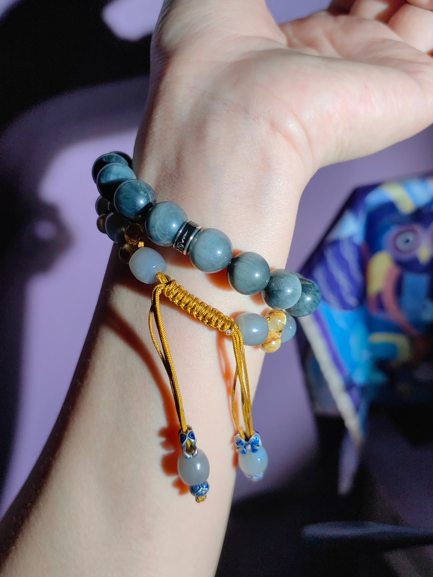 smoke & crystal fusion bracelet (2 strings)