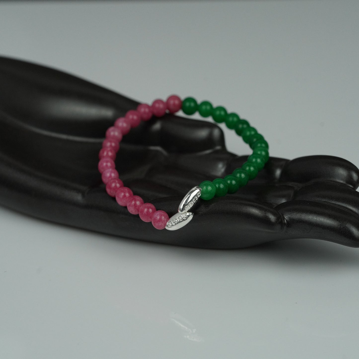 energy bracelet with jade & rose quartz – adjustable wealth attraction jewelry for yoga and meditation