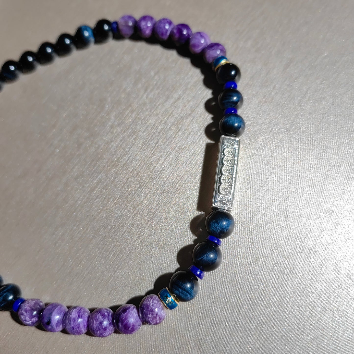 eastern harmony bracelet: purple dragon crystal & eagle eye energy