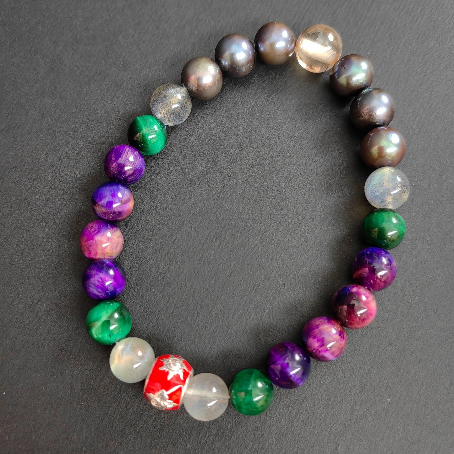 natural gemstone pearl bracelet with charms - spiritual protection jewelry for positive energy