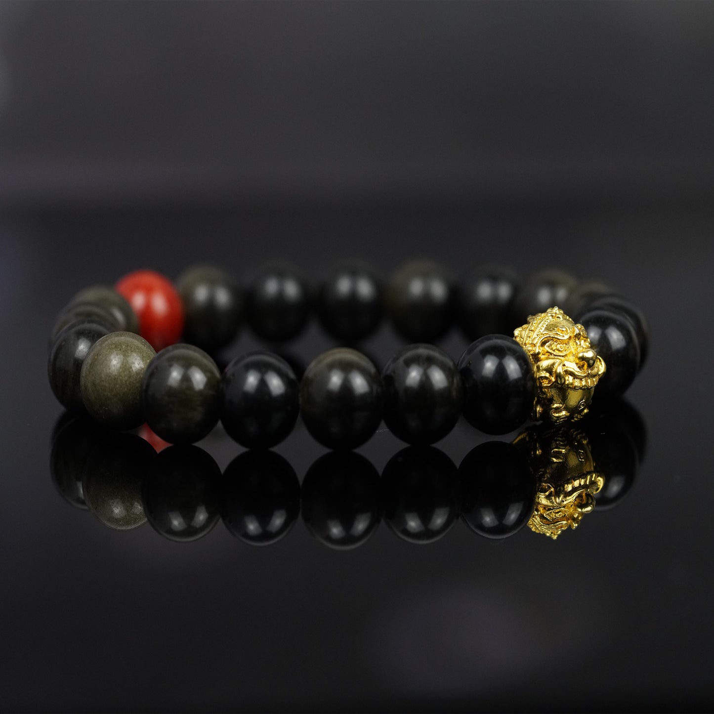  unisex black wednesday energy necklace - rahu tribal talisman with golden sheen obsidian