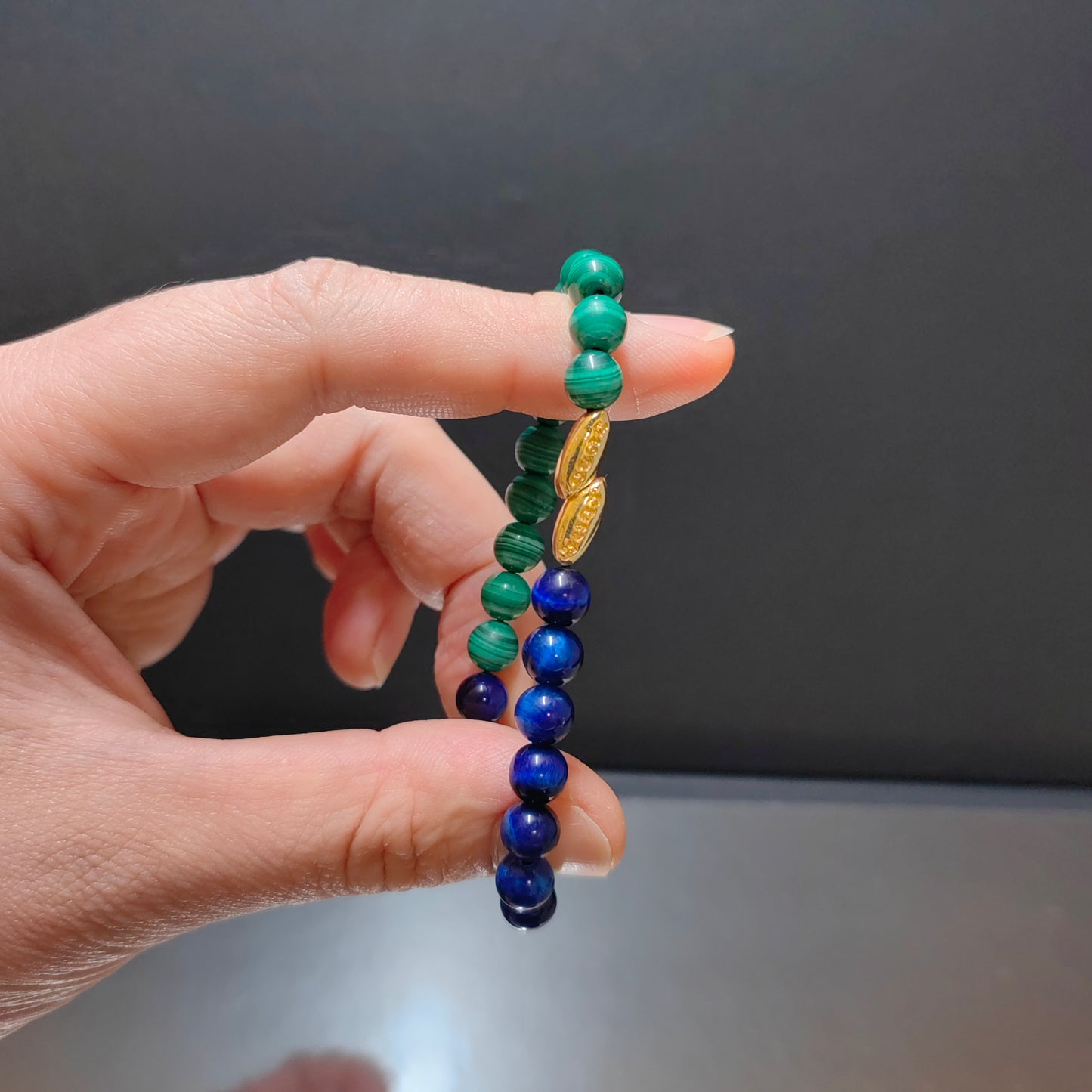 rice grains energy bracelet - elegant malachite healing jewelry for women