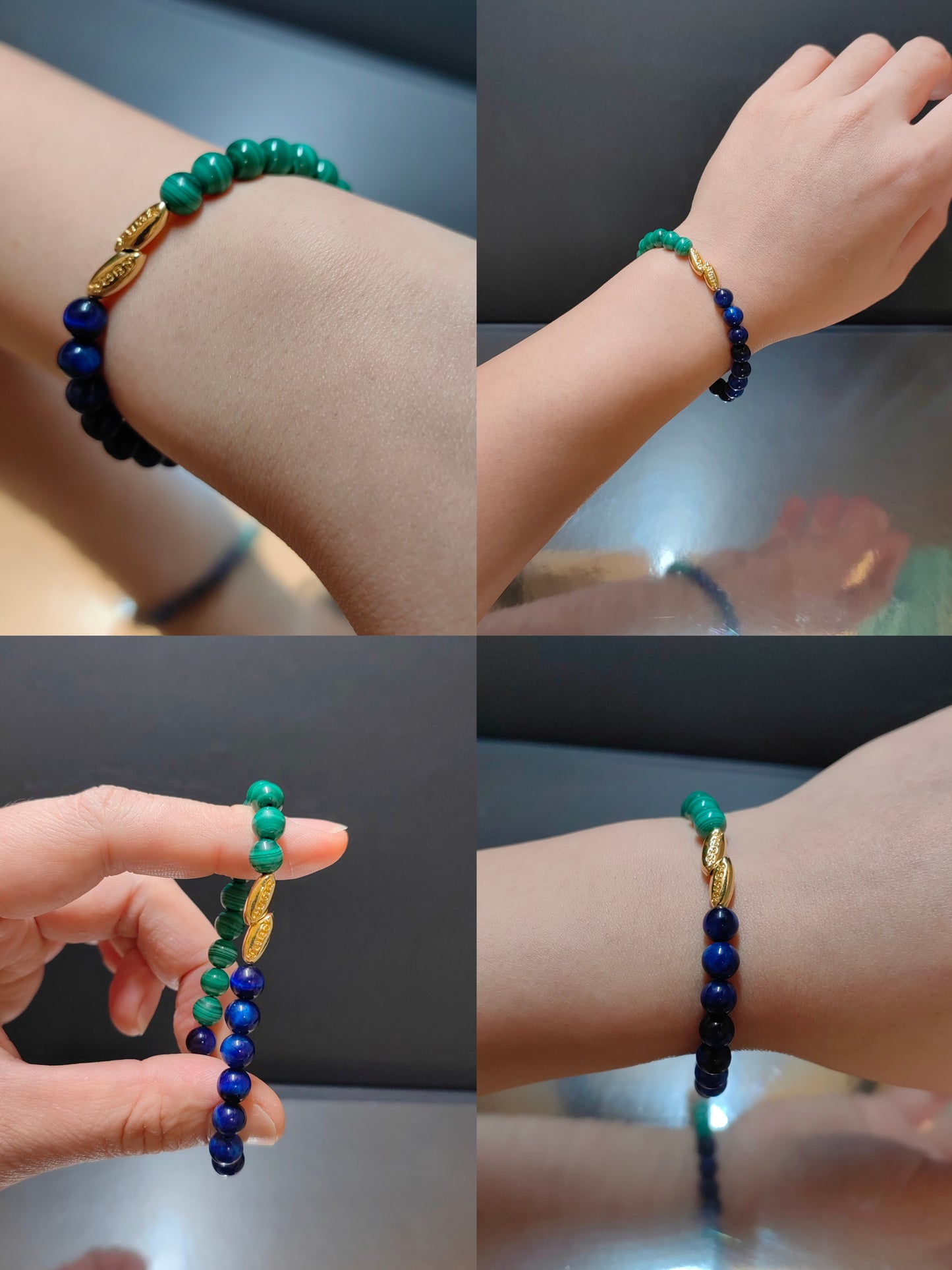 rice grains energy bracelet - elegant malachite healing jewelry for women