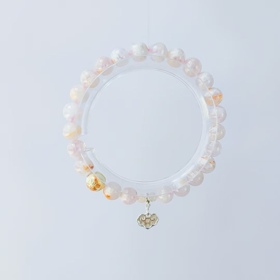 romantic peach-to-white ombré & thai-inspired elegance bracelet (2 strings)