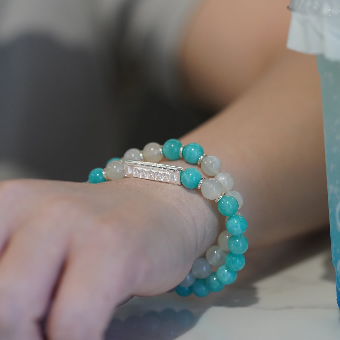 maldives serenity bracelet: milky way stones & moonlit radiance