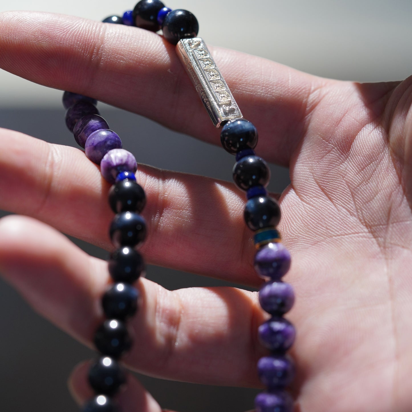 eastern harmony bracelet: purple dragon crystal & eagle eye energy