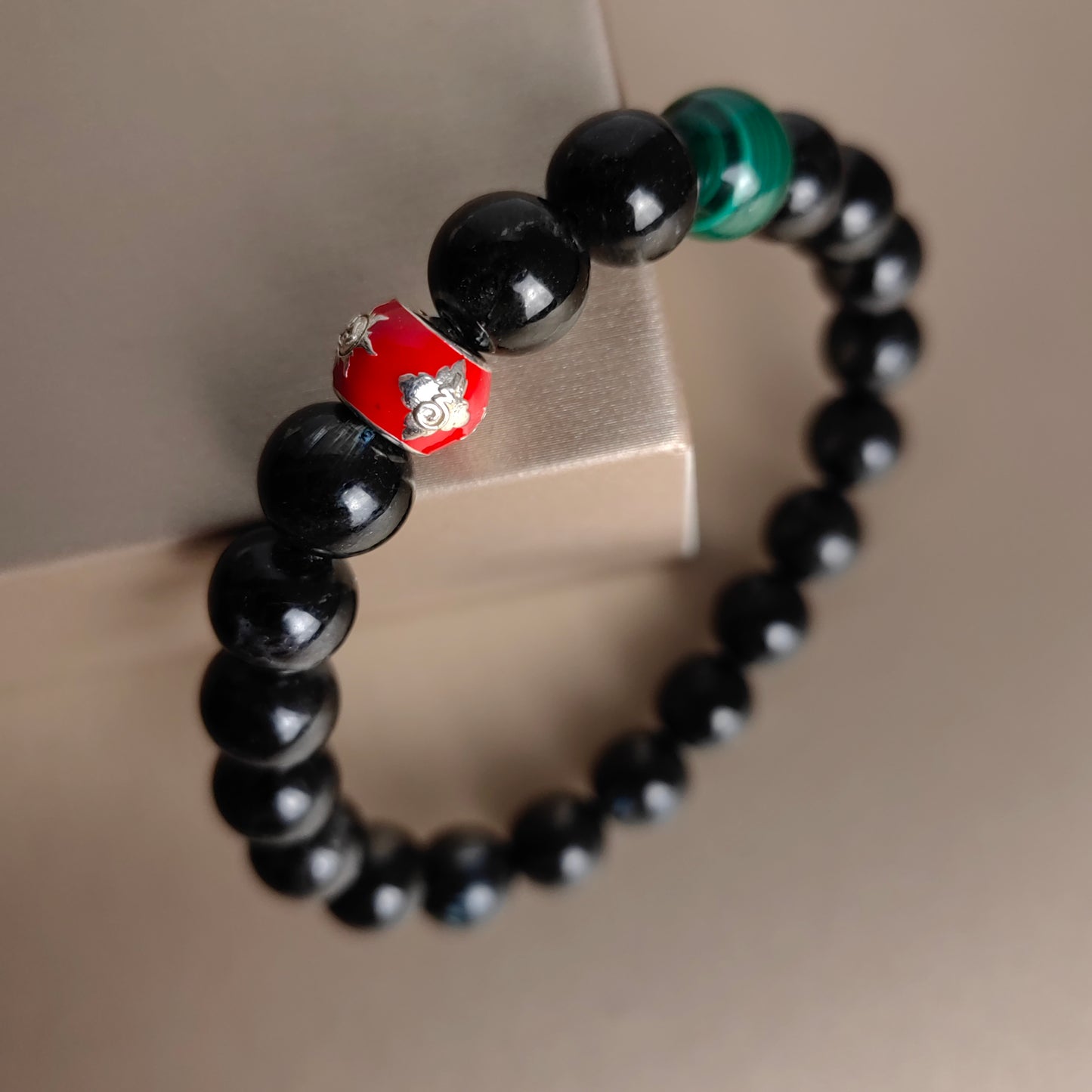 pulsera de piedra energética de cristal de dragón negro: amuleto esmaltado para la astrología y la limpieza de energía negativa