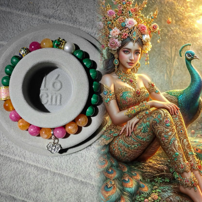 Pure silver peace lock pingansuo bracelet ，Elegant jewelry for girls symbolizing nobility，Refined pearl bracelet with malachite and sunstone