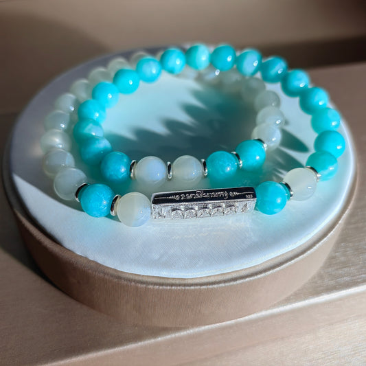 Maldives Serenity Bracelet: Milky Way Stones & Moonlit Radiance