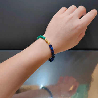 Pulsera energética de granos de arroz: elegante joyería curativa de malaquita para mujeres