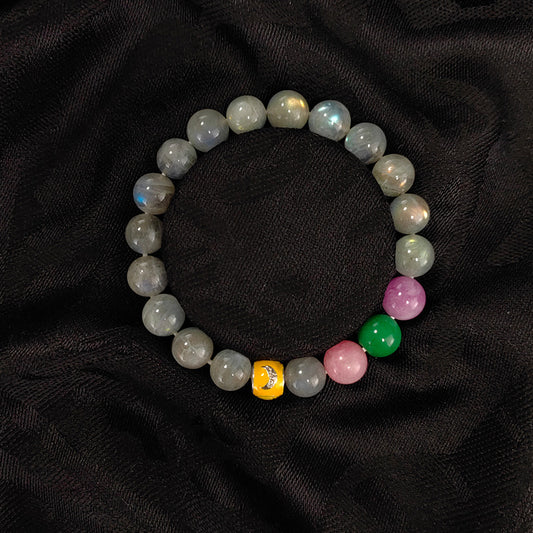Pulsera de cristal energético de piedra lunar gris natural: amuleto místico para la curación espiritual