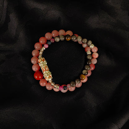 Collar de piedra energética de Dios de cuatro caras: amuleto de nueve metales con obsidiana y ojo de tigre para protección espiritual, salud y riqueza