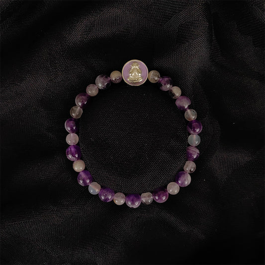 Pulsera de protección de cristal violeta con dije de plata esterlina: joyería espiritual para aliviar el estrés y lograr la paz interior
