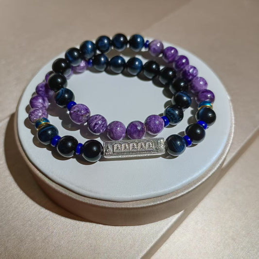 Eastern Harmony Bracelet: Purple Dragon Crystal & Eagle Eye Energy