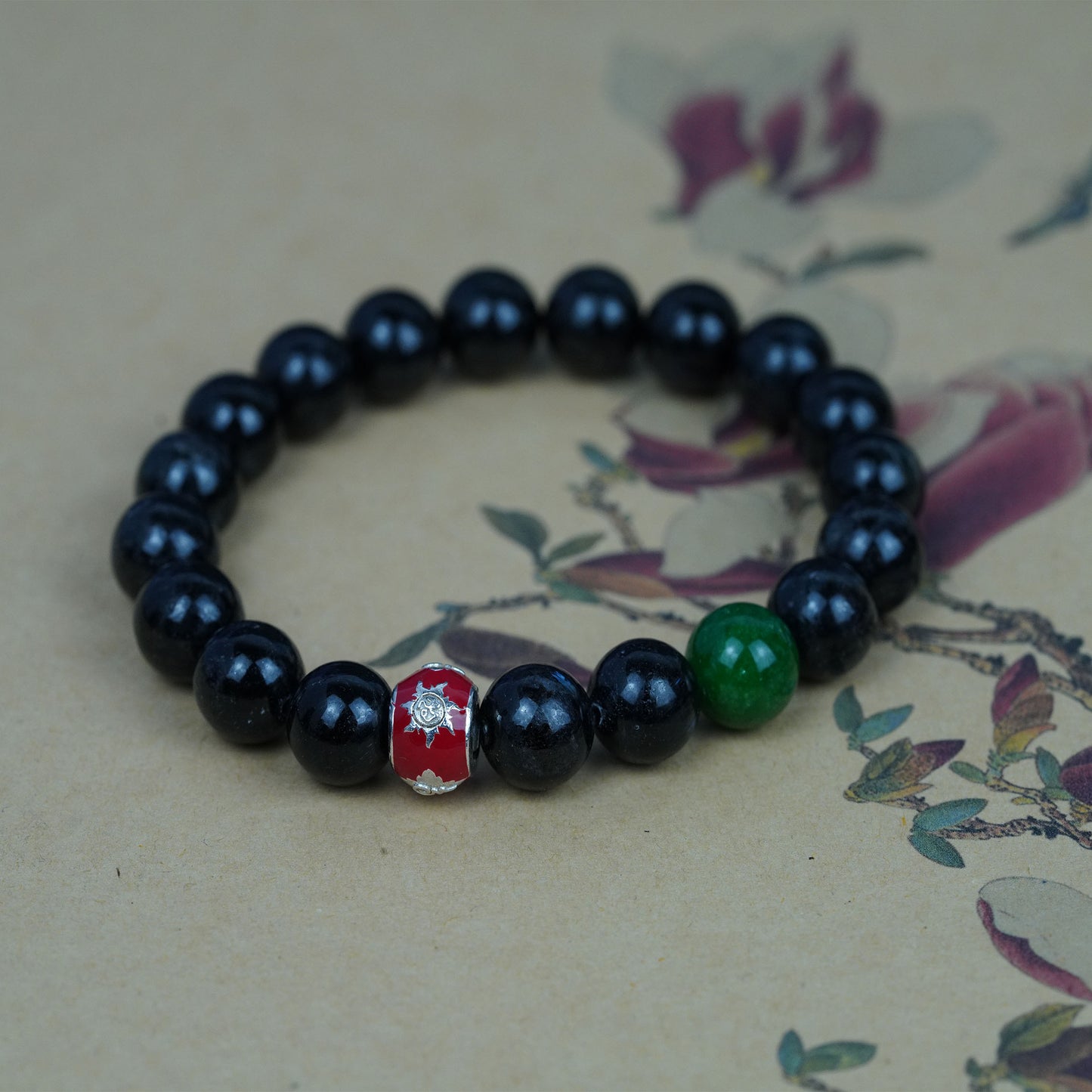 pulsera de piedra energética de cristal de dragón negro: amuleto esmaltado para la astrología y la limpieza de energía negativa