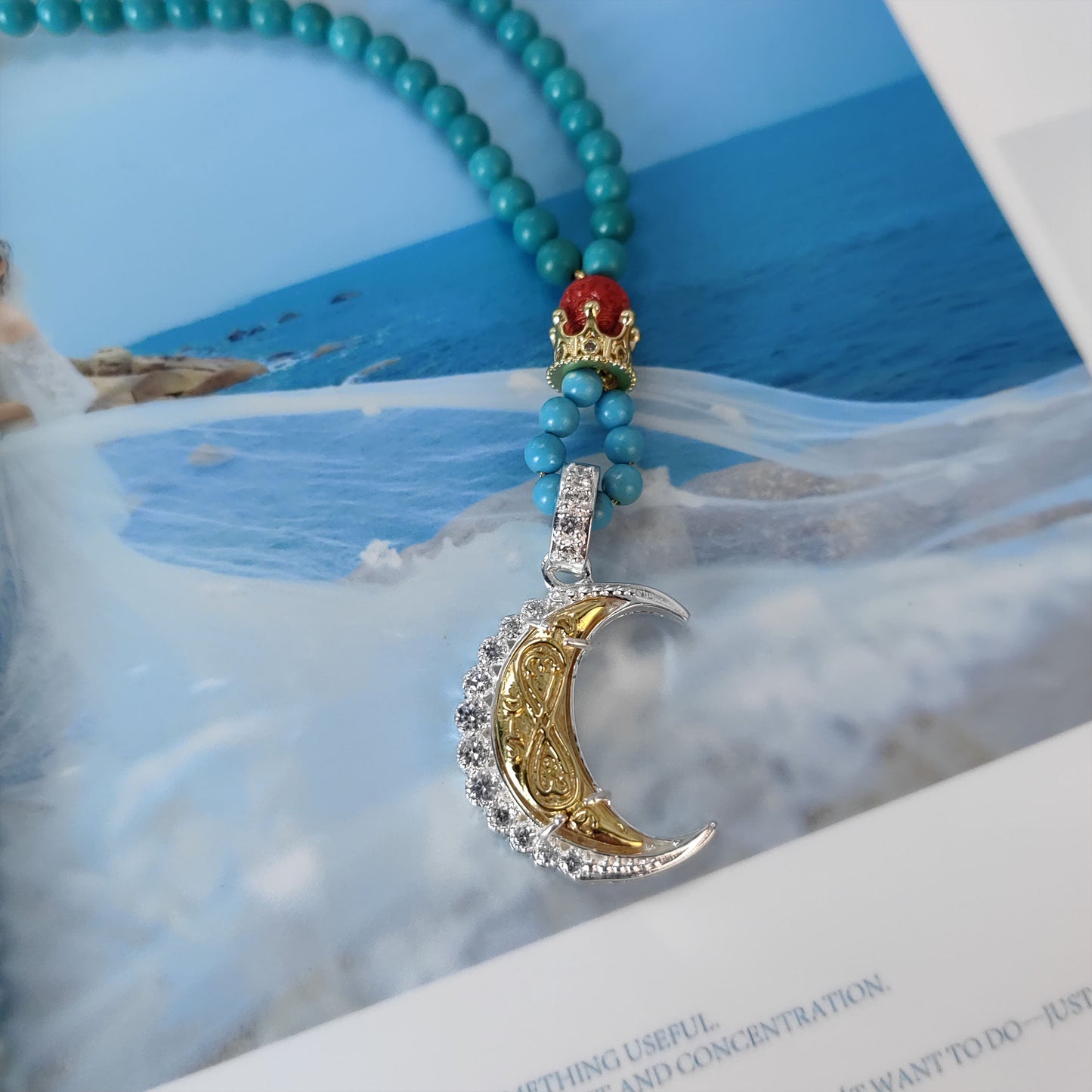 metaphysical amulet necklace – pure silver moon & crystal healing jewelry for women, symbol of gentle strength and positive energy empowerment