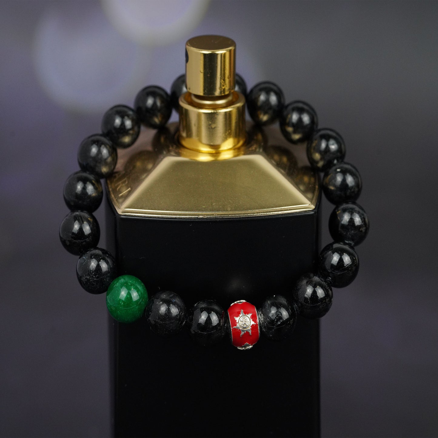 pulsera de piedra energética de cristal de dragón negro: amuleto esmaltado para la astrología y la limpieza de energía negativa