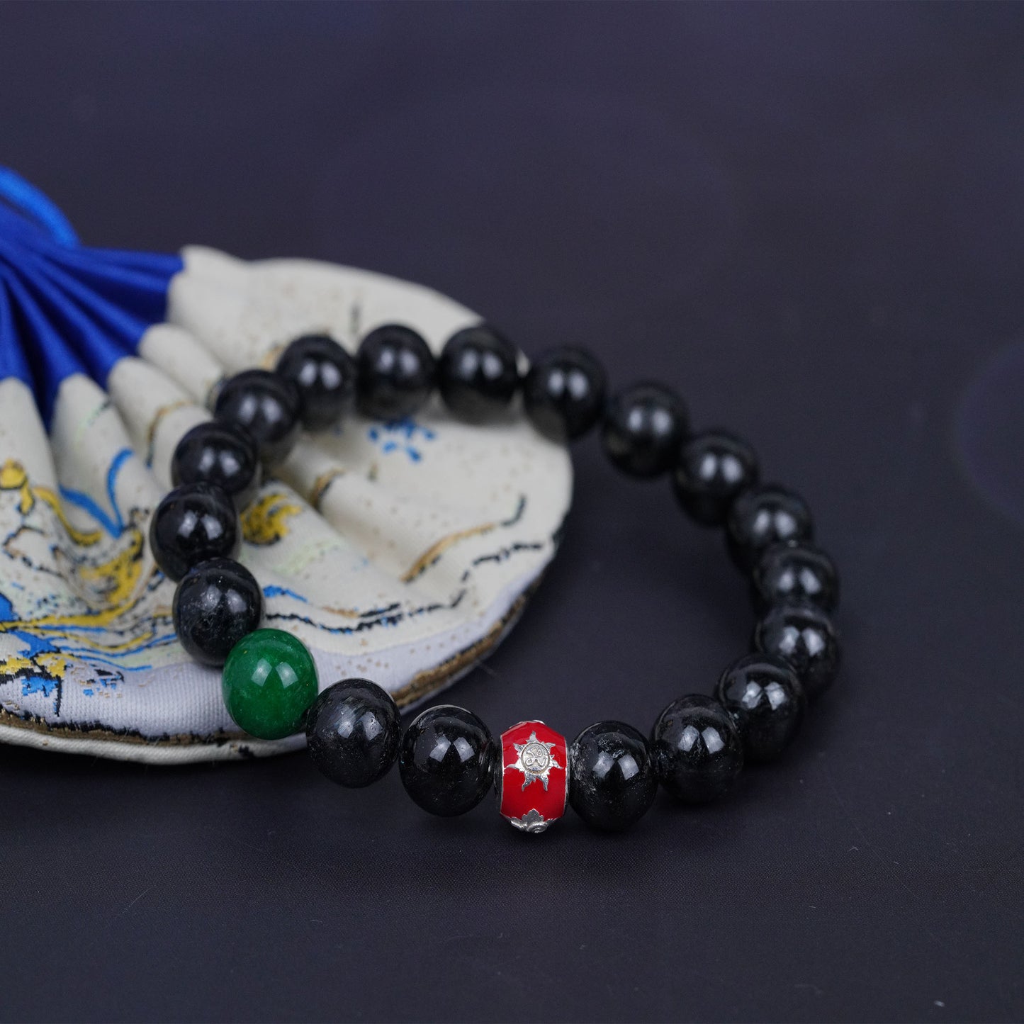 pulsera de piedra energética de cristal de dragón negro: amuleto esmaltado para la astrología y la limpieza de energía negativa