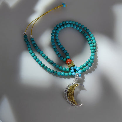 Metaphysical Amulet Necklace – Pure Silver Moon & Crystal Healing Jewelry for Women, Symbol of Gentle Strength and Positive Energy Empowerment