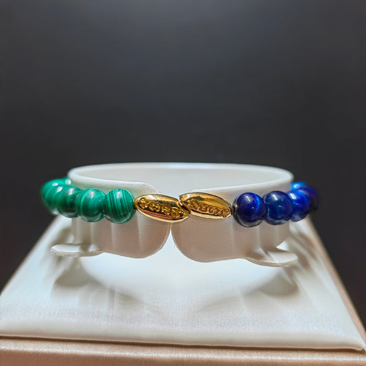 Pulsera energética de granos de arroz: elegante joyería curativa de malaquita para mujeres