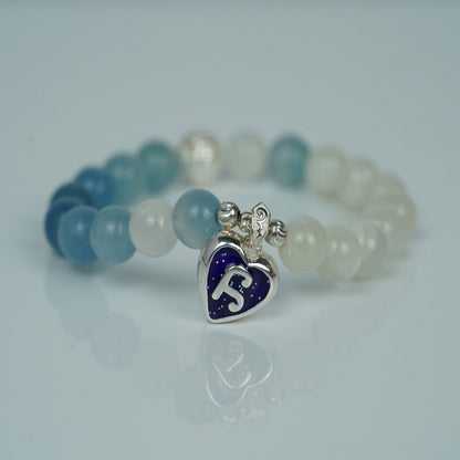Handmade Blue Crystal Stone  Charm Bracelet with Enamel π Design -  Spiritual Jewelry for Confidence Boost