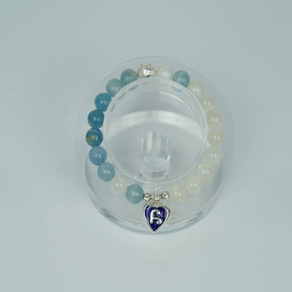 Handmade Blue Crystal Stone  Charm Bracelet with Enamel π Design -  Spiritual Jewelry for Confidence Boost