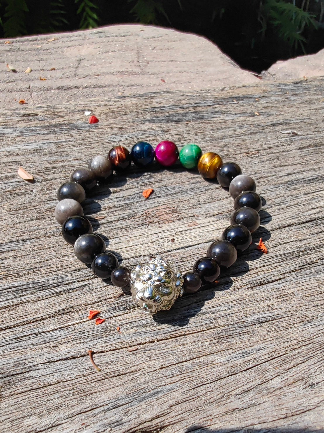 pulsera de obsidiana negra y ojo de tigre dorado: armadura espiritual para protección, fuerza interior y energía positiva