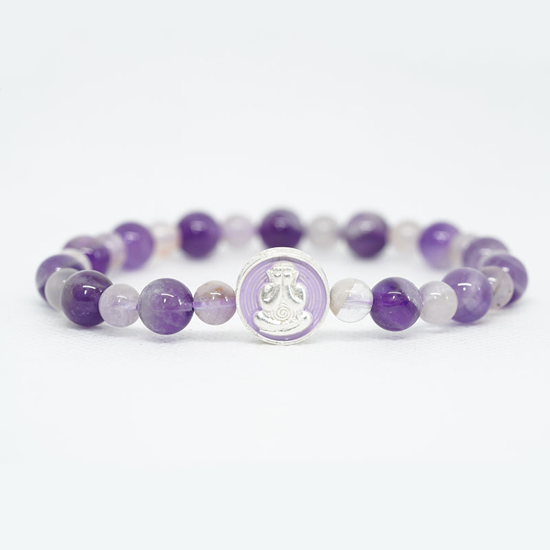 pulsera de protección de cristal violeta con dije de plata esterlina: joyería espiritual para aliviar el estrés y lograr la paz interior