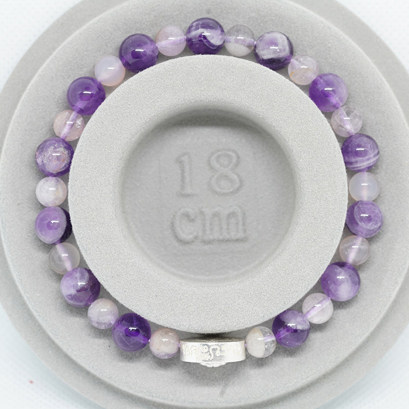 pulsera de protección de cristal violeta con dije de plata esterlina: joyería espiritual para aliviar el estrés y lograr la paz interior