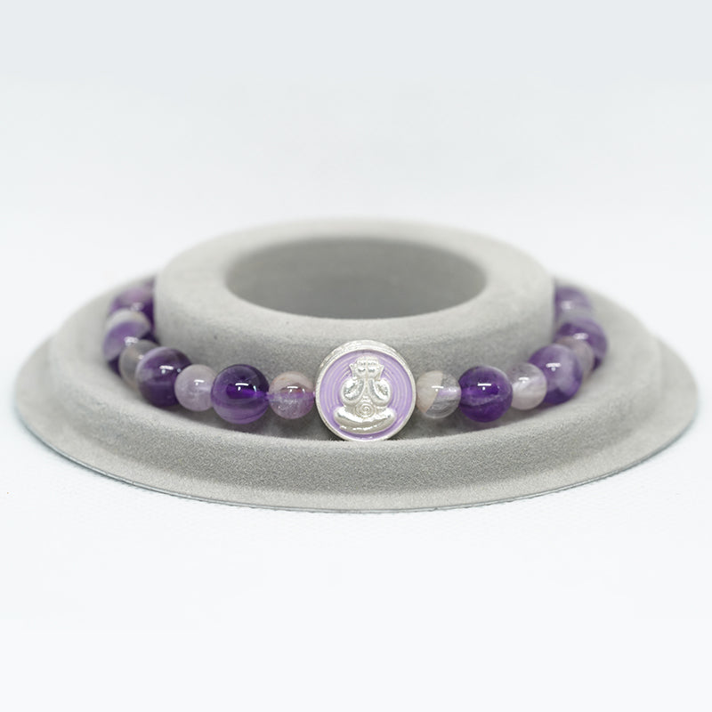 pulsera de protección de cristal violeta con dije de plata esterlina: joyería espiritual para aliviar el estrés y lograr la paz interior