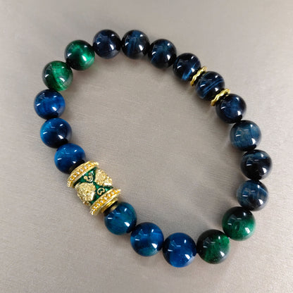 Pulsera de coraje con ojo de tigre y cobre esmaltado de nueve tesoros, joyería energética poderosa para hombres y mujeres