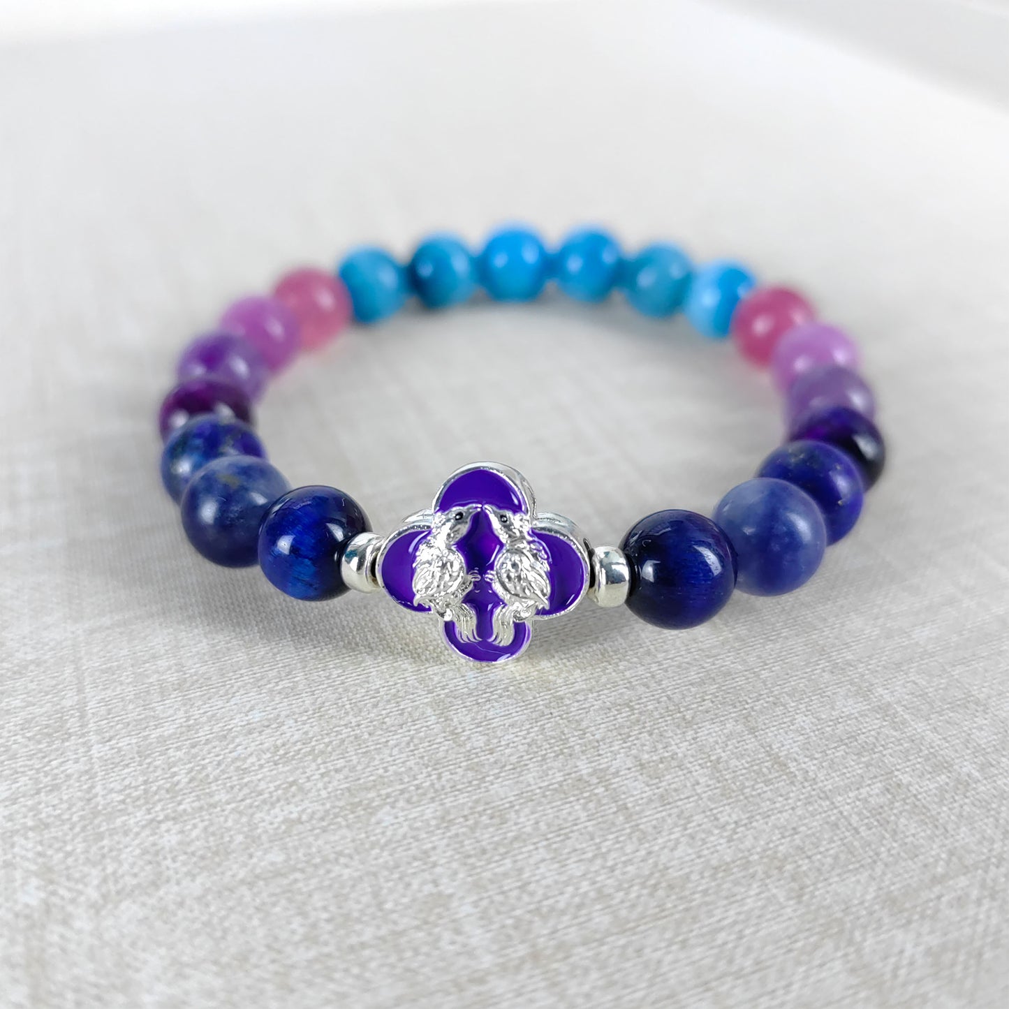 pulsera de chakras harmony keeper: joyería artesanal de esmalte y piedras preciosas para la lealtad y el equilibrio espiritual
