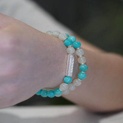 Maldives Serenity Bracelet: Milky Way Stones & Moonlit Radiance