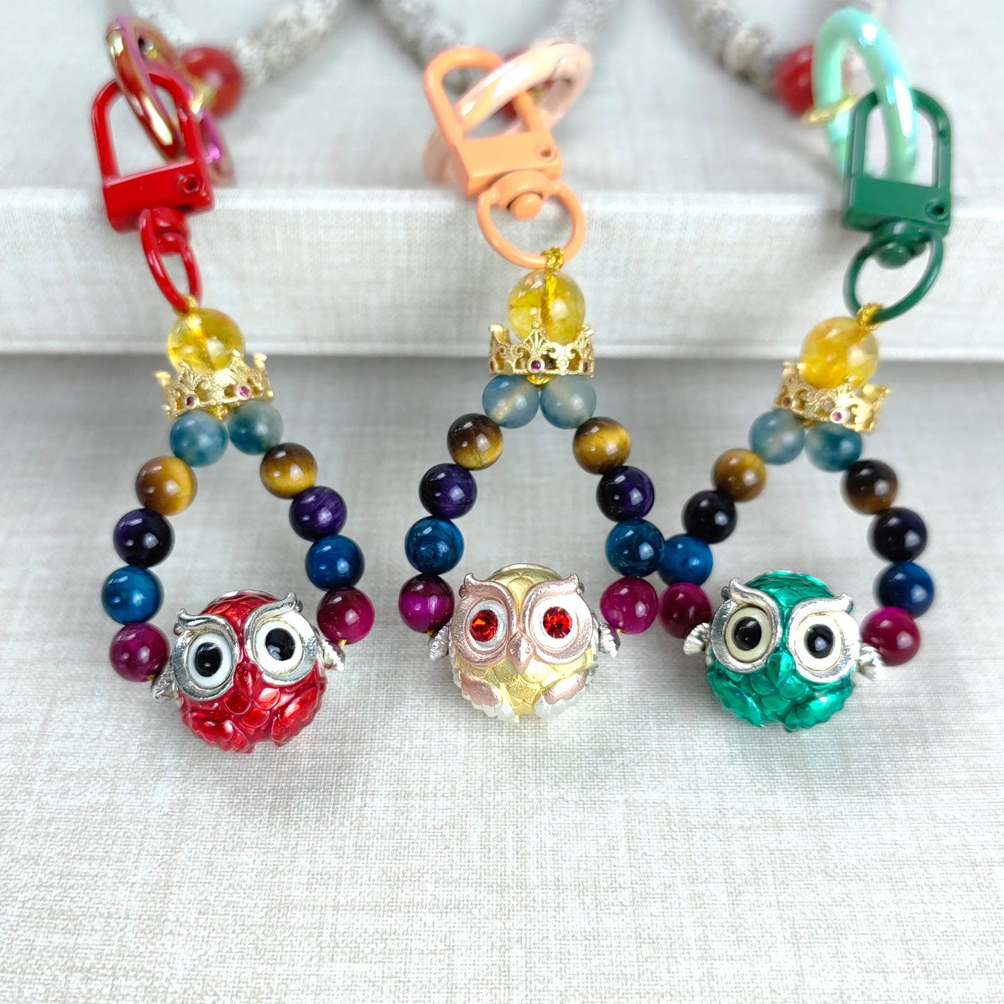pulsera de meditación zen: tótem de búho con semillas de bodhi para un flujo de energía positivo