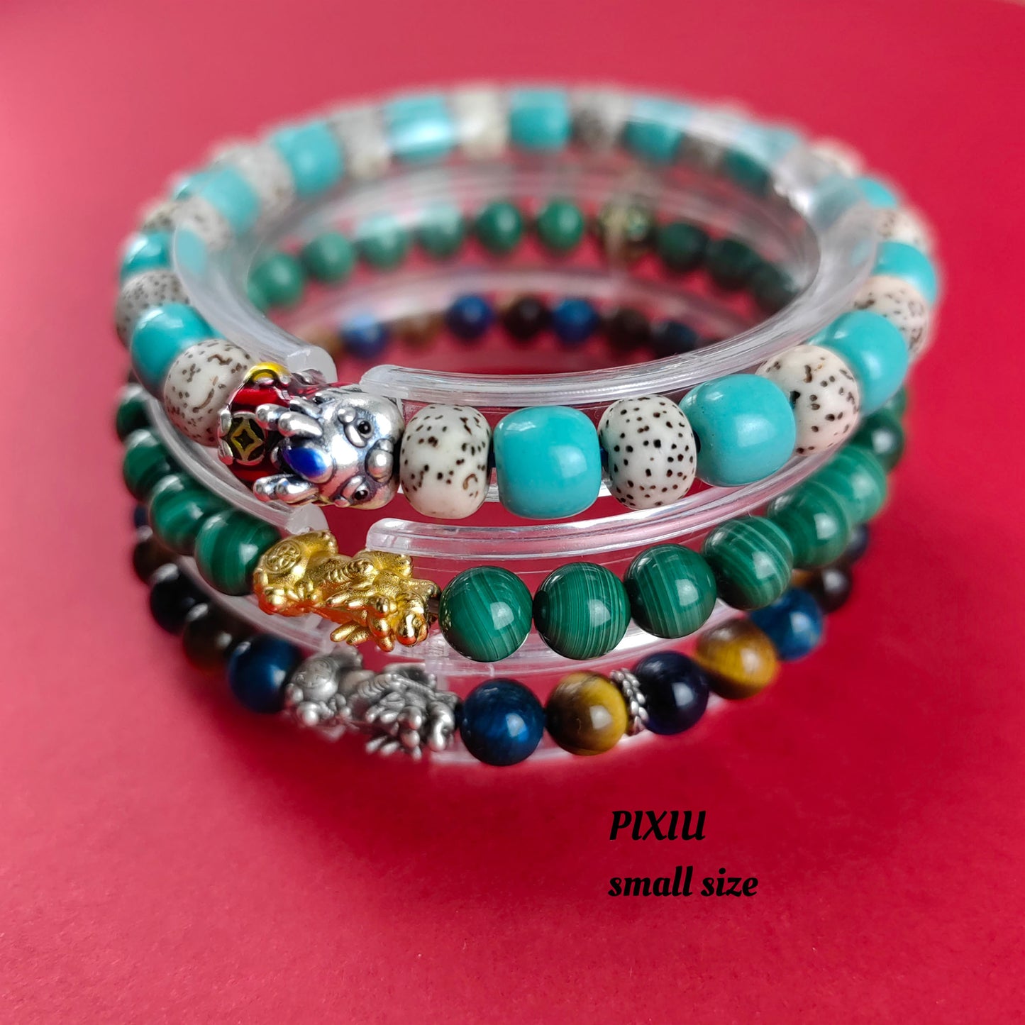 pulsera mítica china pi xiu: amuleto de riqueza y fuerza vital de triple energía turquesa/bodhi