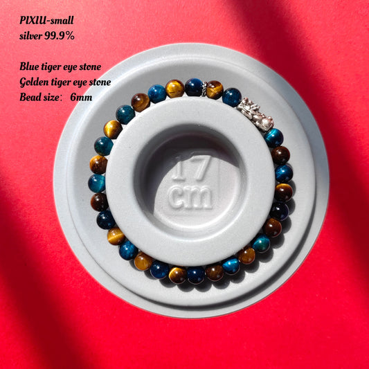Pulsera de lujo con Pixiu y ojo de tigre, amuleto guardián para el éxito