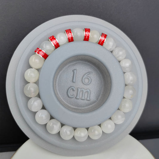 Five Buddhist Mantra Energy Bracelet with White Moonstone – Spiritual Jewelry for Women, Protection & Good Luck